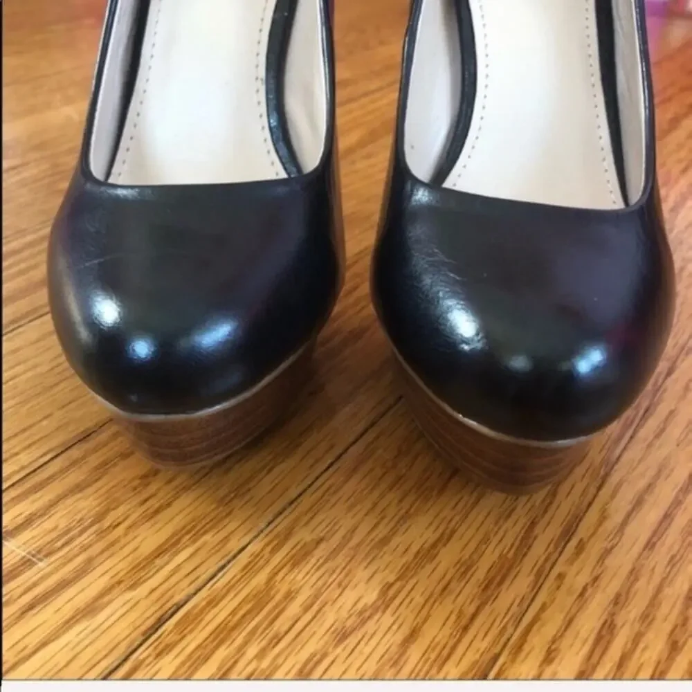 Dolce Vita Black Leather Stiletto Platform Pump Heels Sz 6